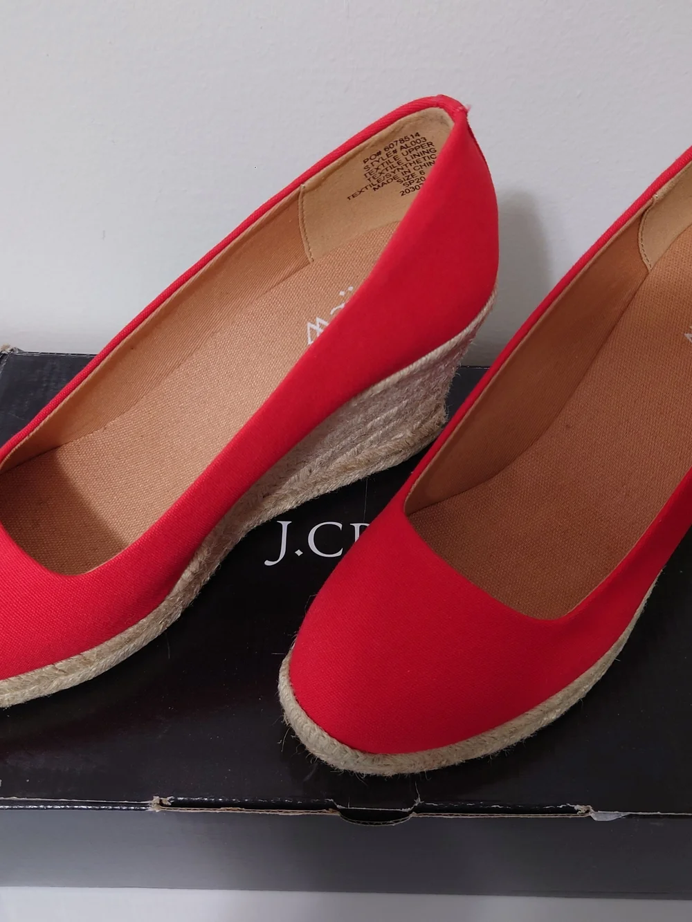J. Crew Red Espadrille Wedge Pumps New In Box, Size 6 - Picture 2 of 4
